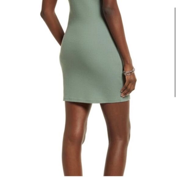 Open edit soft ribbed muted green shirt dress size large mini dress tee shirt L - Picture 3 of 15